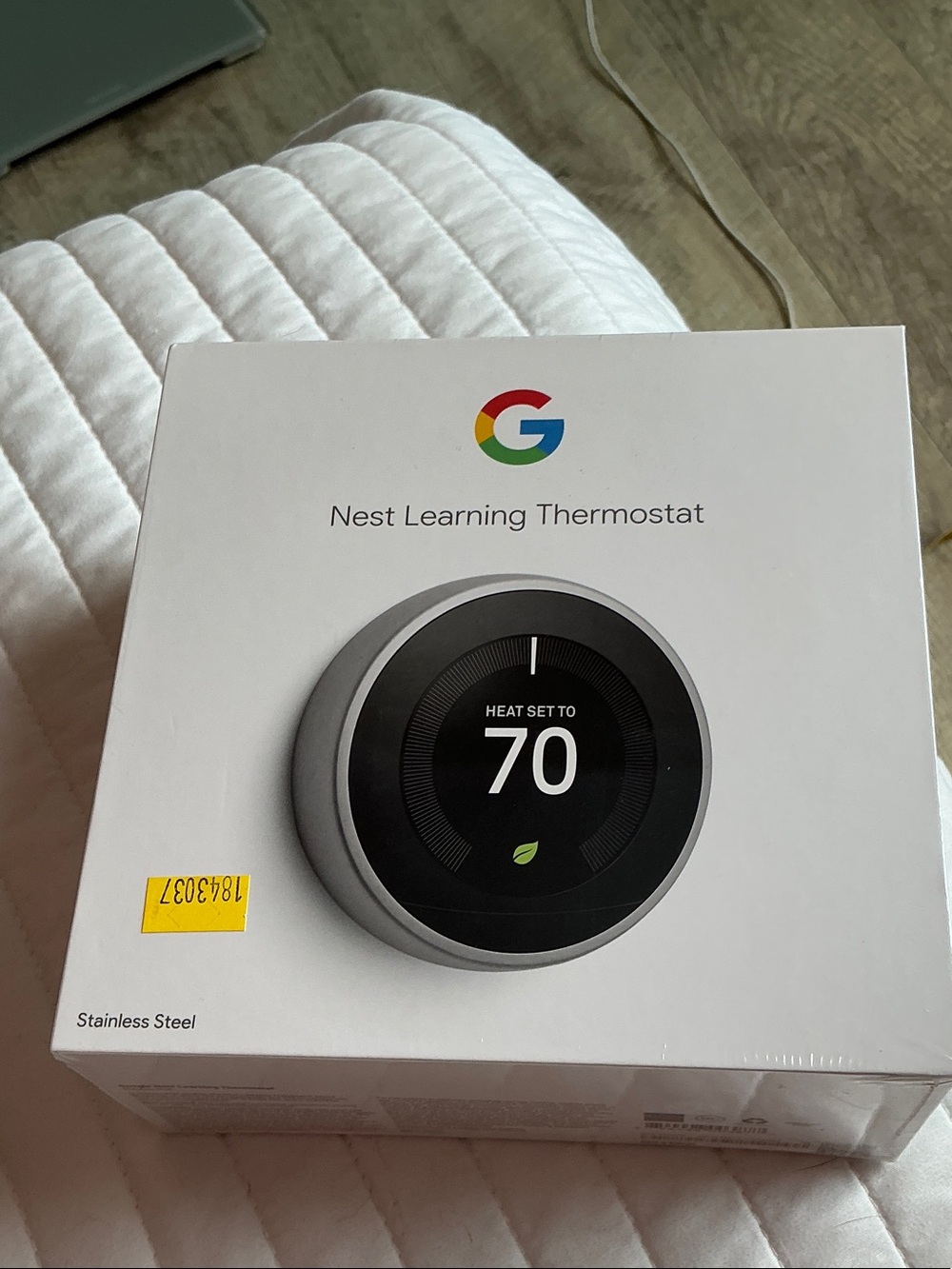 google Nest Learning Thermostat - Stainless Steel, Black Display, White Box